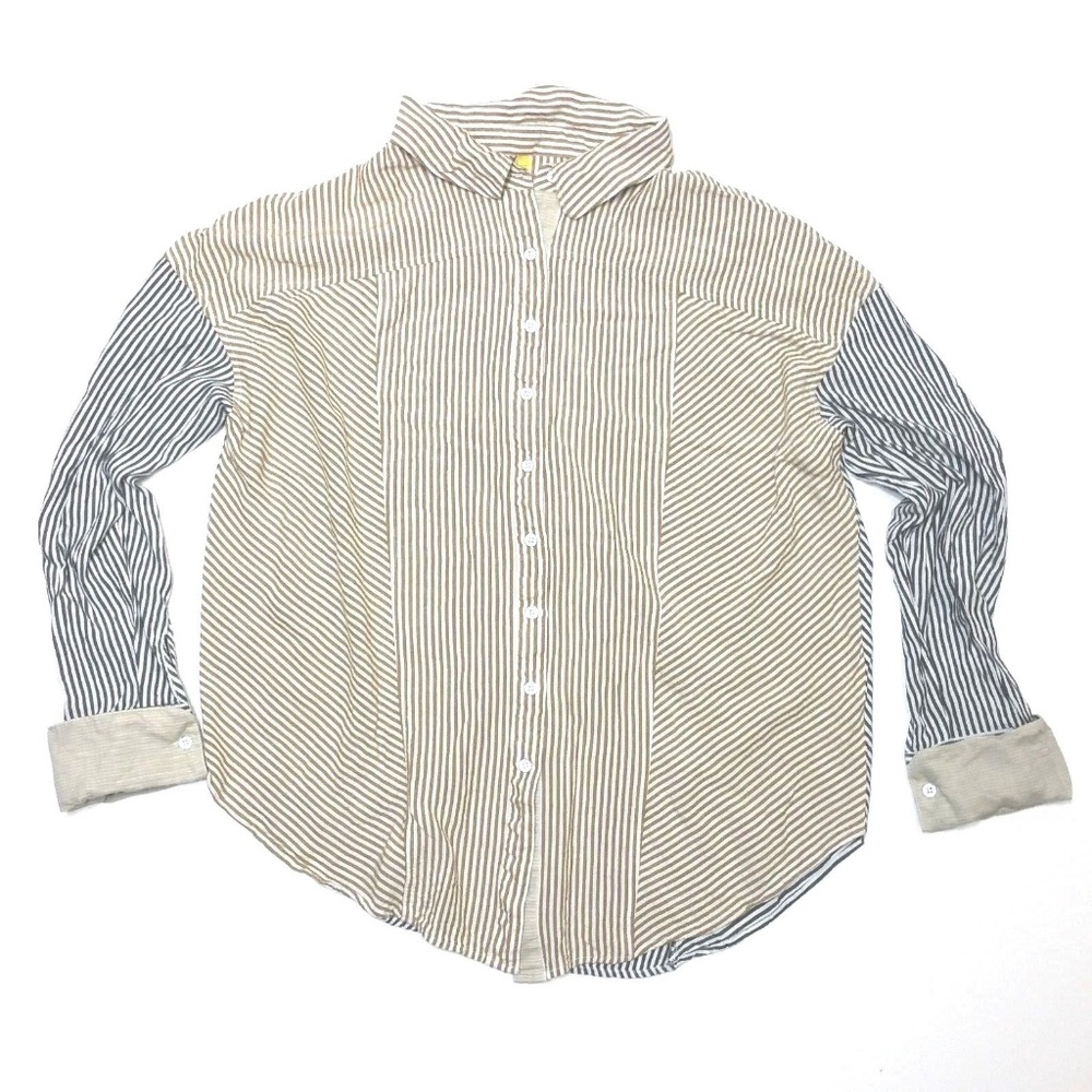 *SOLD* Free People Medium Stripe Button Down Shirt - Picture 3 of 5
